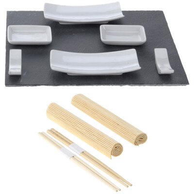 EH Excellent Houseware, Sushiset mit Schieferplatte, Sushi -11 Elemente