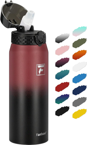 24 Oz Stainless Steel Insulated Sports Water Bottles with Straw for Kids, Men an