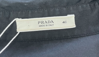 Prada Black Long Sleeve Cotton Blend Button-Up Shirt sz 46