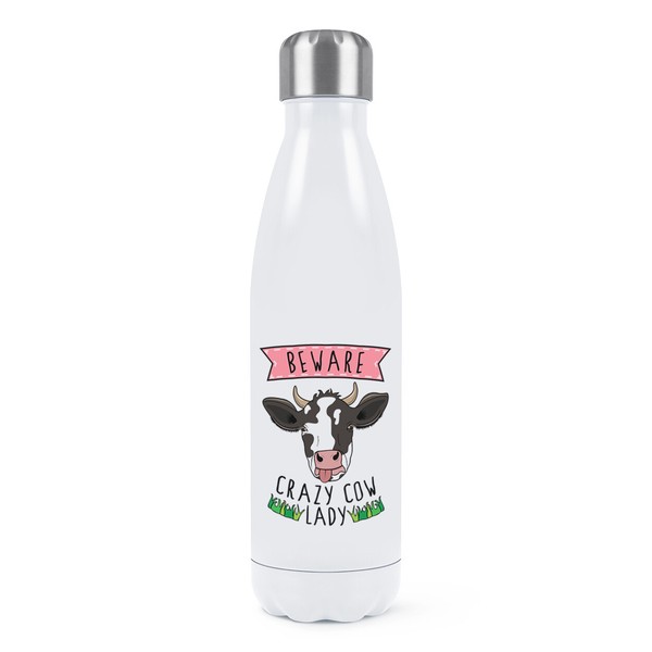 Beware VerrüCkte Kuh Damen Doppelwand Wasserflasche Lustig Tiere Scherz-image