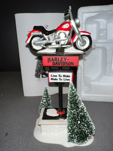 NEW UNUSED Department 56 Original Snow Village HARLEY-DAVIDSON Sign Christmas - Picture 3 of 7