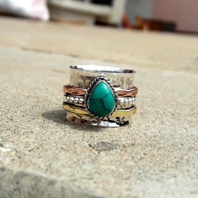 Details about Turquoise Solid 925 Sterling Silver Spinner Ring Meditation Statement Ring Sr230 Details about Turquoise Solid 925 Sterling Silver Spinner Ring Meditation Statement Ring Sr230