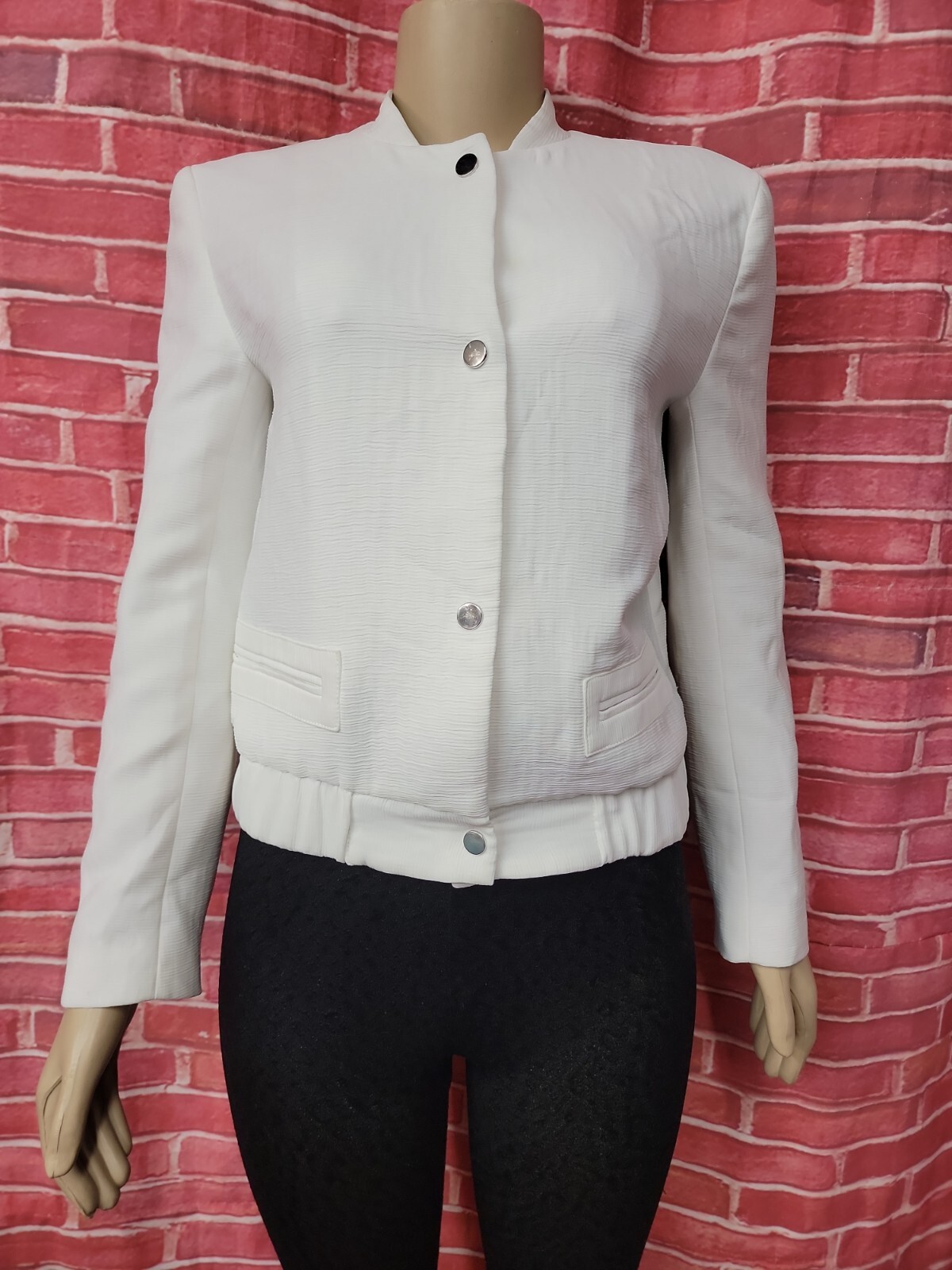 Zara Basic Collection Snap Button Ivory Texture W… - image 1