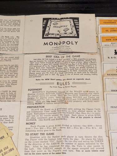 Original 1935 Parker Brothers Monopoly Game Fully Complete W/ Board Very Rare!! - Imagen 13 de 22