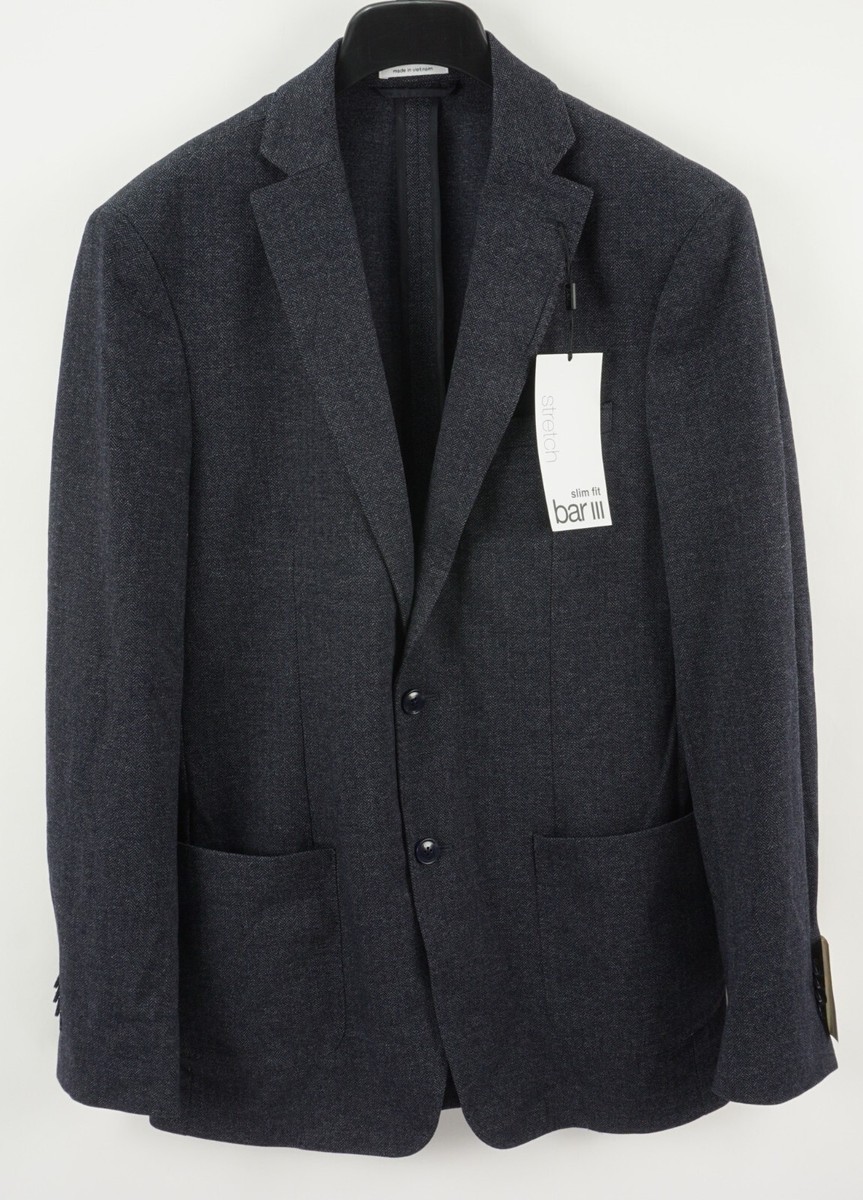 New $295 Bar III Knit Herringbone Unstructured Sport Coat Men's