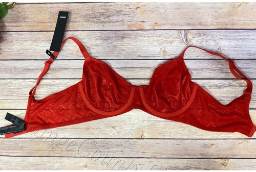 Women's DKNY Pure Lace Unlined underwire bra Size 34B Red Lingerie - Picture 8 of 9