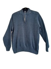 Dockers Sweater Men's Large/G Blue 1/4 Zip Golf Long Sleeve Pullover 100 Cotton