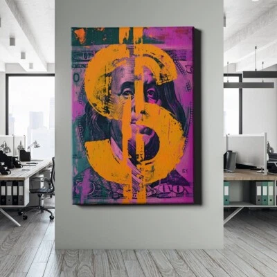 ✅WANDBILD LEINWAND,  ACRYLGLAS BILD DOLLAR BENJAMIN DESIGN LUXUS POPART  PREMIUM - Bild 1 von 4