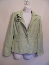 Kaliko Uk8 Eu36 Us4 Green Tweed Virgin Wool/silk-blend Long-sleeved Lined Jacket