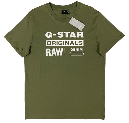 G RAW Olive Green Crew Neck T-Shirt Tee 