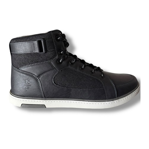 Reserved Footwear Austin High Top Blk Sneakers Lace Up Casual Faux Leather Sz 11 - Imagen 8 de 15