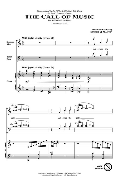The Call Of Music SATB Divisi