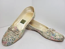 Vintage 1950s 1960s Daniel Green Comfy Floral Slippers Boudoir Size 6 