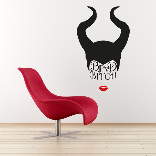 Disney Maleficent Wall Decals Removable BAD Bitch Sticker Decor Art UK - Picture 2 of 4