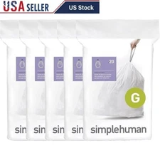 Drawstring Trash Bags in Dispenser Packs, 100 Count, 30 Liter / 8 Gallon, White