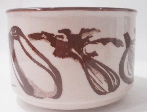 Vintage Tundra Korea Soup Bowl Mug Stoneware Brown Vegetables design - Picture 4 of 8