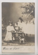 1902 ANNO CARTOLINA BAMBINI CON GIOCATTOLI D'EPOCA ILLUSTRATA ASC ALLEGRO NATALE