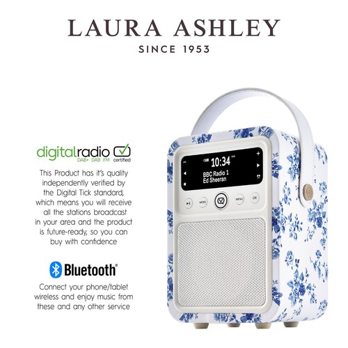Laura Ashley Monty DAB/DAB + FM Radio with Bluetooth Speaker – China Rose - Picture 4 of 9