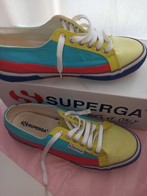 s SUPERGA 2853 COTU - SNEAKERS AZURE-PINK MD-GREEN - Eu 44 | eBay