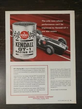 Vintage 1967 Kendall GT-1 Racing Motor Oil Full Page original Ad - 422