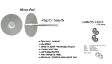 100 x 10mm USA Studs - Butterfly Clutch