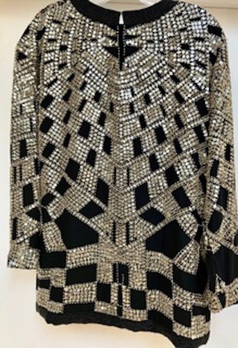 Top Raro Vintage Oleg Cassini con cuentas y lentejuelas. Talla S - Imagen 2 de 6
