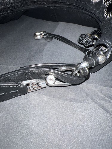 BRIGHTON FABIOLA BLACK 3D  MASTERPIECE FLORAL LEATHER APPLIQUE SHOULDER BAG - Picture 16 of 19