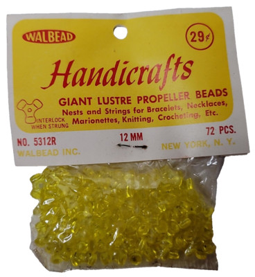 Walbead Handicrafts Giant Lustre Propeller Beads 12MM 72 Pcs 5312R Yellow 1 VTG 