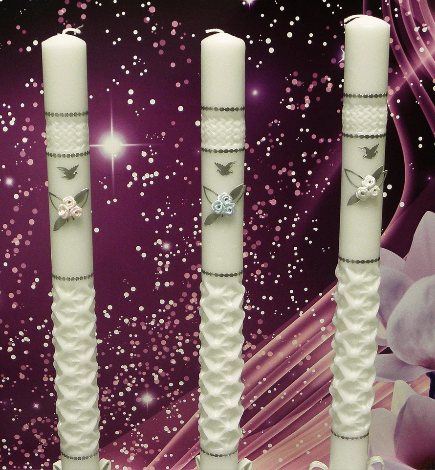 BOSTA Taufkerze Taufe Kommunionkerze Kommunion Kerzentuch Tropfschutz KW-BOST-011S