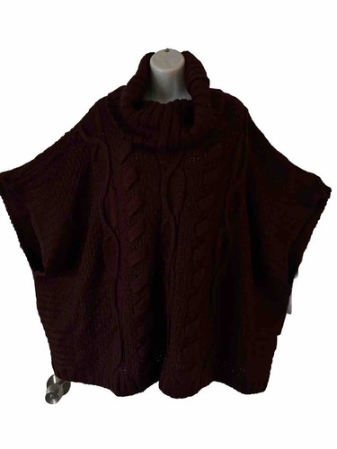 Michelle Nicole �� Kutte seitlich genäht �� Poncho weinrot L weicher Grobstrick �� - Bild 1 von 9