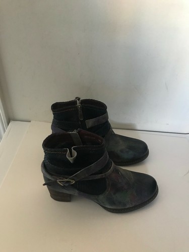 Spring Step L'Artiste Ankle Boots Shazzam Navy Multi Color Booties Size 40 New - Picture 10 of 11