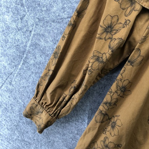 Carbon Soldier Girls Size 7 Dress Ruffle Balloon Sleeve Tan Floral Bib Collar - Picture 5 of 9