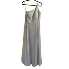 Jenny Yoo Kora Modern One Shoulder Chiffon Dress, Cloud, Size 16