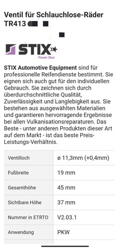 5 Stück Reifenventile TR 413. - Bild 3 von 4