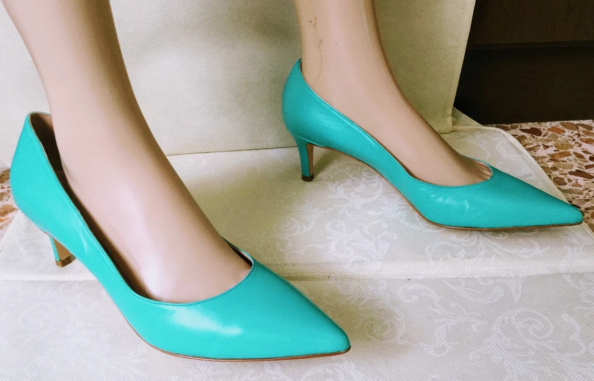 Beautiful Leather Shoes ANNA F. Woman Turquoise Colour Size 36