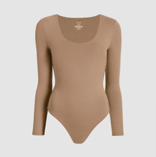 Nuuds Women's Cinnamon Long Sleeve Scoop Neck Thong Style Bodysuit Sz XL