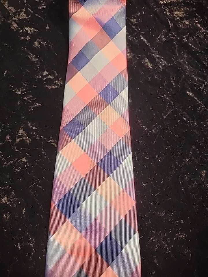 Camisa de traje a cuadros vintage Tommy Hilfiger para hombre con corbata rosa púrpura azul Foto 4 de 4