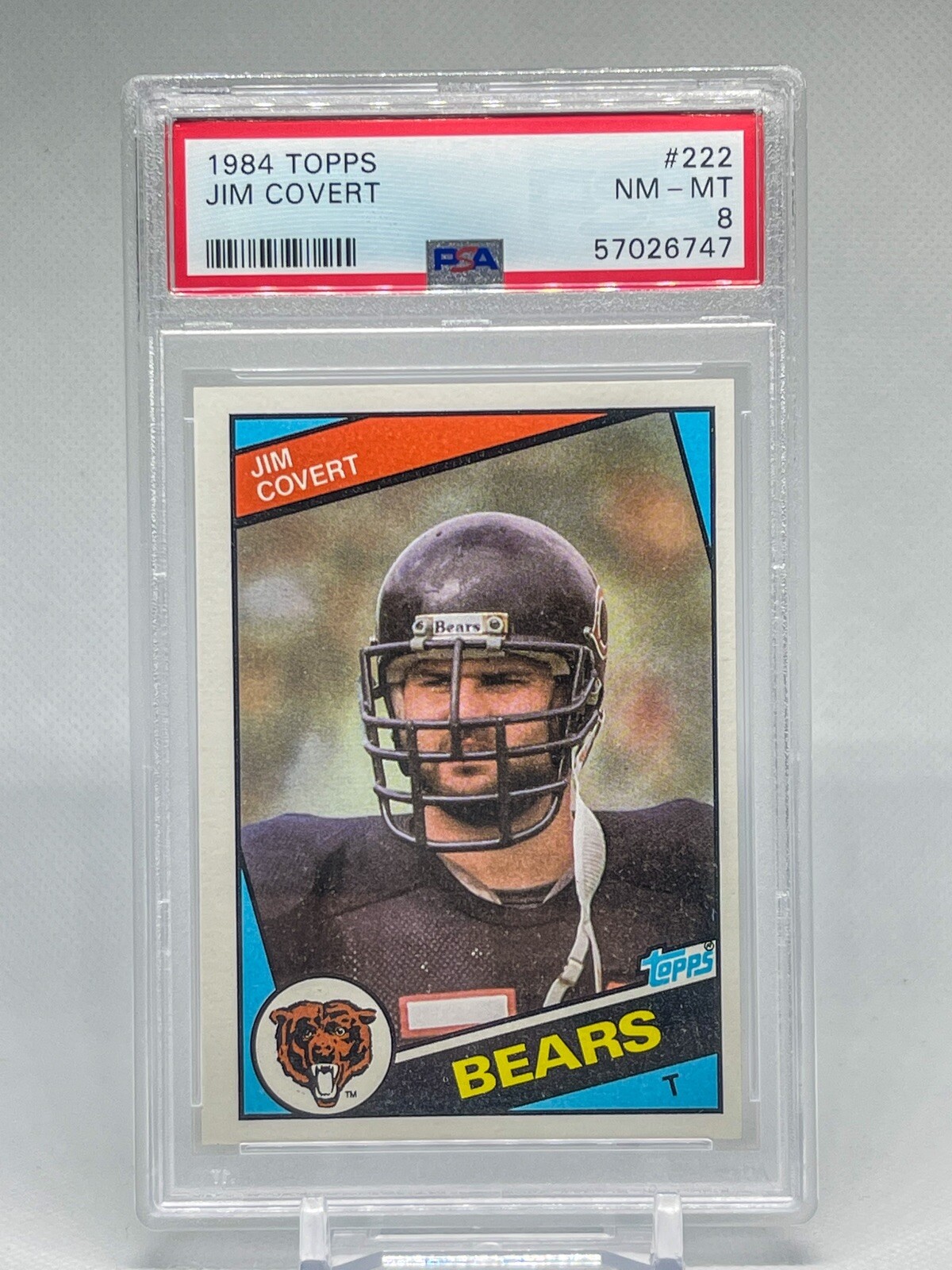 1984 Topps PSA 8 NM-MT Jim Covert HOF Rookie #222 Chicago Bears