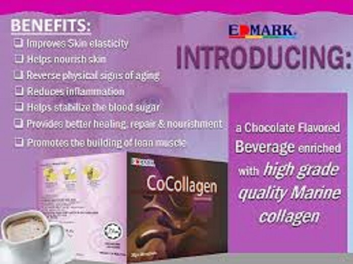 4x Boissons Au Collagène Edmark Cocollagen - Saveur Chocolat, Anti-âge, Poudre