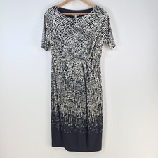 Capture dress womens 12 pencil black white geometric short sleeve 113044