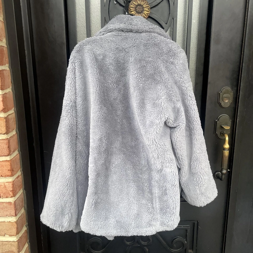 Free People Large with FLAWS Kate Faux Fur Coat Sky Blue Jacket BOHO OB912466 - Image 2 of 4