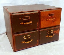 Lovely Vintage Set of 4 Wooden Index Drawers By Advance UK. Series Patent 4655. 