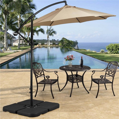 17.3 lbs. Black Square Polyethylene Patio Umbrella Base Cantilever Bases Outdoor
