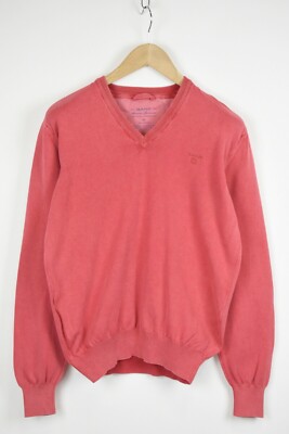 GANT | Herren Strickpullover Pullover verwaschen rosa V-Ausschnitt Cotton Rich | Größe M