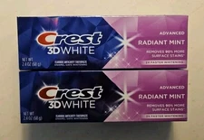 2 Crest 3D White Advanced Radiant Mint Toothpaste 2.4 oz ea New FreeShip 