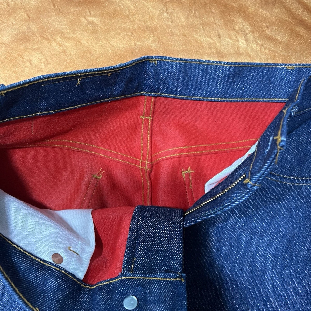 Vintage 80s Levi's Winter Jean Red lined dark wash denim 29x34 New
