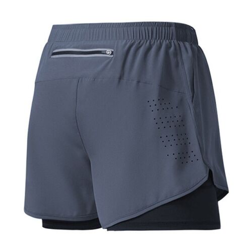 Herren Laufshorts schnelltrocknend Fitness schwarz doppellagig Shorts Männer Sport - Bild 25 von 30