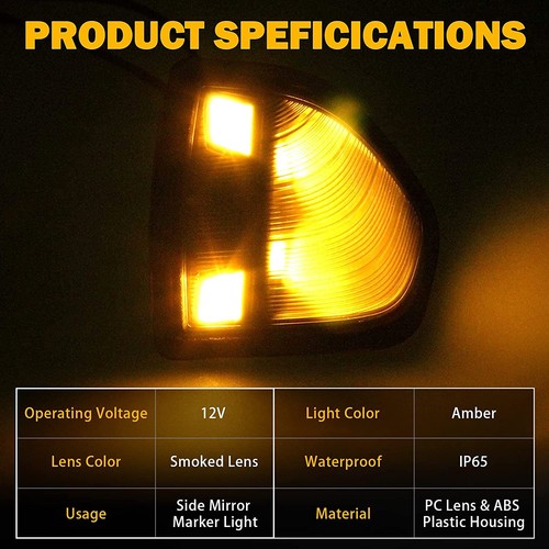 2pcs Smoked For Ram 1500 2500 5500 Amber LED Side Mirror Turn Signal Light Lamps - Bild 5 von 12