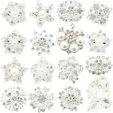 Silver Pin Brooches for Women Ladie Bouquet Job Lot Rock Crystal many UK Designs
