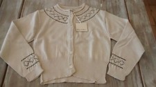 Eliane et Lena New Designer Girls ecru beaded thin cardigan 4yrs Rrp£48.99 BNWT